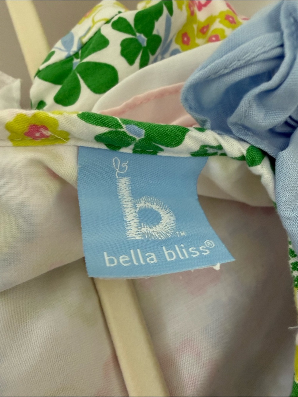 bella bliss White Floral Sun Hat with Green & Light Blue Accents